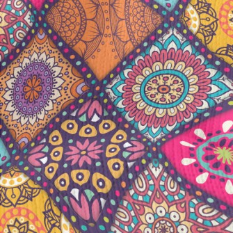 Gorgeous Retro Rhombus Flowers Stretch Jersey