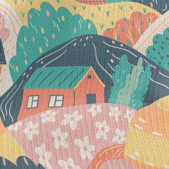 Rural Hillside House Stretch Jersey