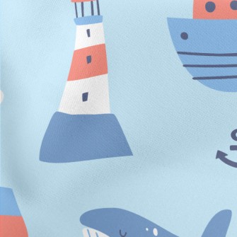 Lighthouse Whale Lightweight Cotton Poplin