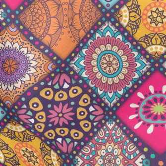Gorgeous Retro Rhombus Flowers Lightweight Cotton Poplin