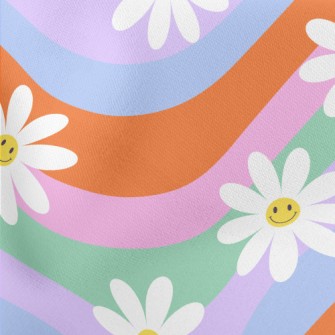 Colorful Smiling Flowers Lightweight Cotton Poplin