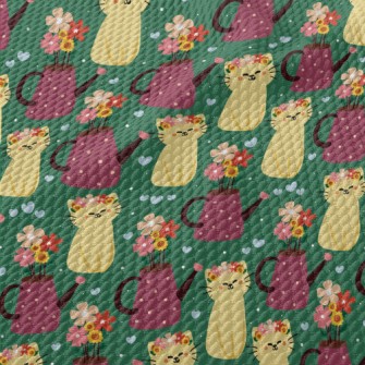 Cute Cat With Wreath Birdseye Piqué