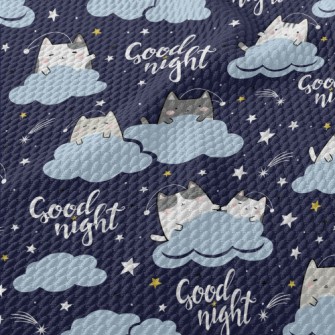 Cat Family On The Cloud Birdseye Piqué
