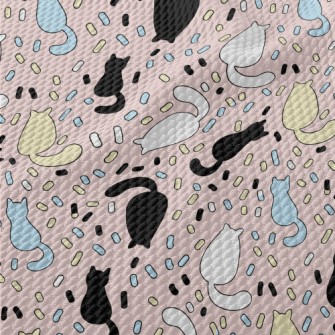 Cute Cat Back Birdseye Piqué