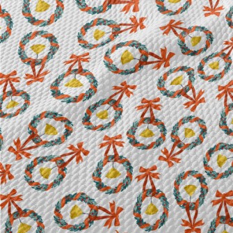 Christmas Wreath Bells Birdseye Piqué