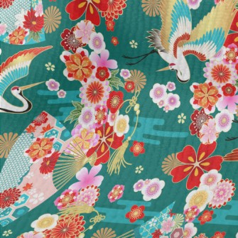 Japanese Flowers White Crane Terry