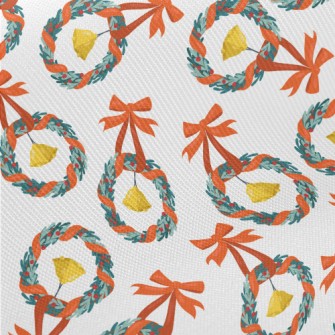 Christmas Wreath Bells Twill