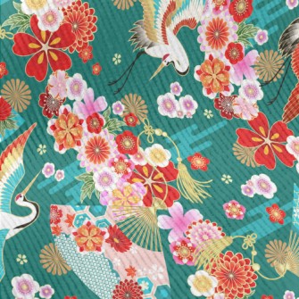 Japanese Flowers White Crane Standard Corduroy