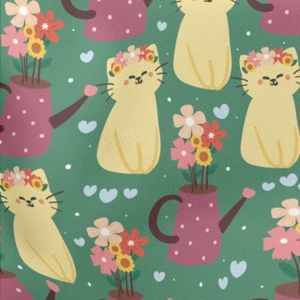 Cute Cat With Wreath Stretch Ponte