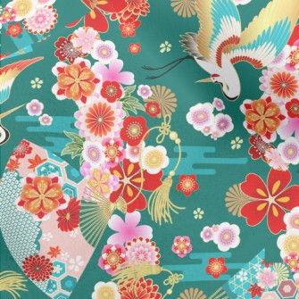 Japanese Flowers White Crane Micro Fleece