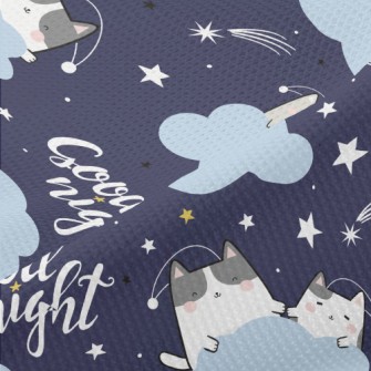 Cat Family On The Cloud Piqué