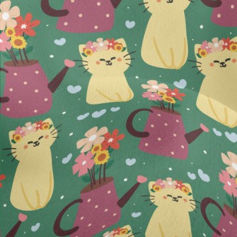 Cute Cat With Wreath Lightweight Performance Linen