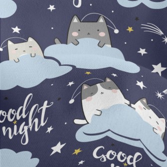 Cat Family On The Cloud Lightweight Performance Linen