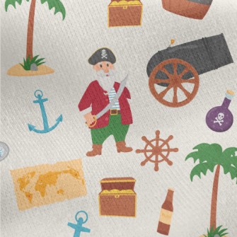 Pirate Cannon Treasure Chest Jersey Backed Fleece