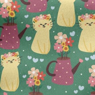 Cute Cat With Wreath Jersey Backed Fleece