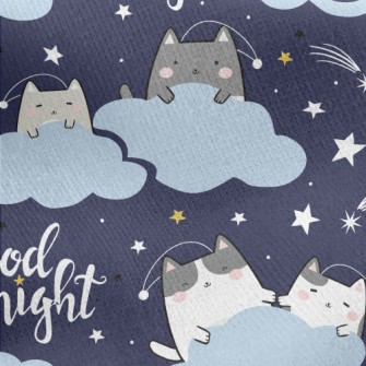 Cat Family On The Cloud Jersey Backed Fleece