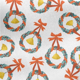 Christmas Wreath Bells Jersey Backed Fleece