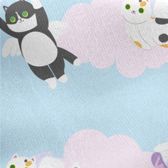 Super Cute Flying Cat Jersey Backed Fleece