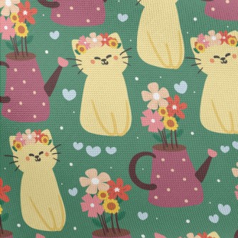 Cute Cat With Wreath Pongee