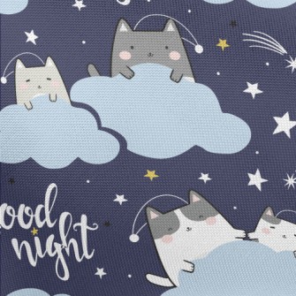 Cat Family On The Cloud Pongee
