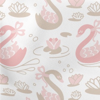 Beautiful Ribbon Swan Lightweight Cotton Poplin