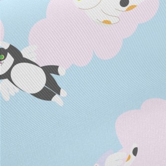 Super Cute Flying Cat Midweight Cotton Poplin