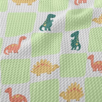 Dinosaur Checkerboard Birdseye Piqué