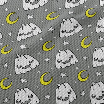 Halloween Pumpkin Moon Birdseye Piqué