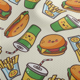 Drinks Burgers French Fries Athletic Mesh Flat Back