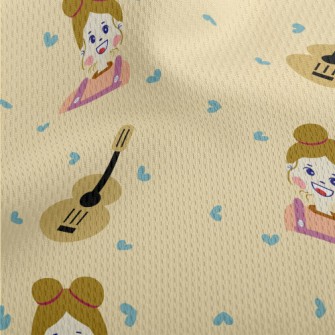 Girl With Guitar Athletic Mesh Flat Back