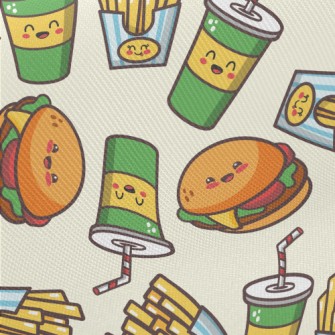 Drinks Burgers French Fries Twill