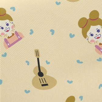 Girl With Guitar Twill