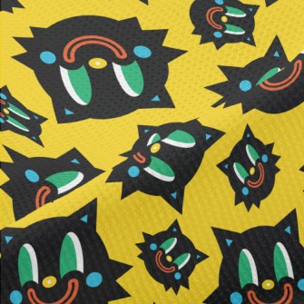 Weird Smile Halloween Cat Piqué