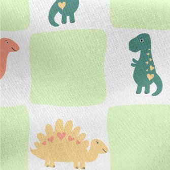 Dinosaur Checkerboard Jersey Backed Fleece