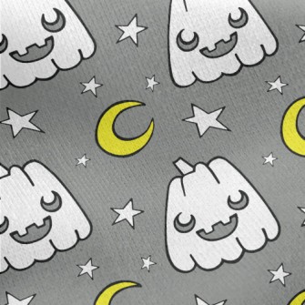 Halloween Pumpkin Moon Jersey Backed Fleece