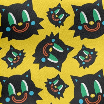 Weird Smile Halloween Cat Jersey Backed Fleece