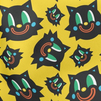 Weird Smile Halloween Cat Lightweight Cotton Poplin