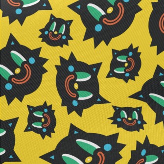 Weird Smile Halloween Cat Midweight Cotton Poplin