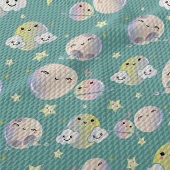 Moon Planet Starry Sky Birdseye Piqué