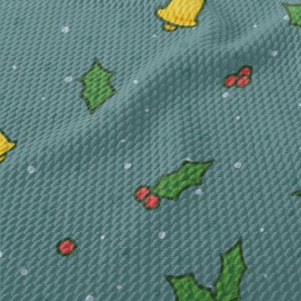 Christmas Bells Falling Leaves Birdseye Piqué