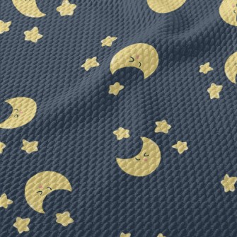 Smiling Crescent Moon Star Birdseye Piqué