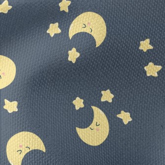 Smiling Crescent Moon Star Waterproof Canvas