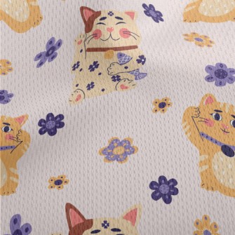 Cute Lucky Cat Athletic Mesh Flat Back