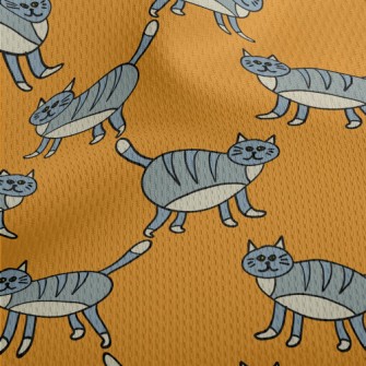Striped Gray Cat Athletic Mesh Flat Back