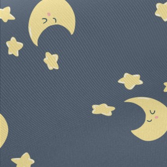 Smiling Crescent Moon Star Twill