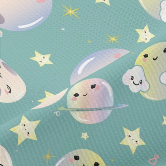 Moon Planet Starry Sky Piqué