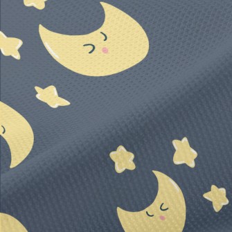Smiling Crescent Moon Star Piqué