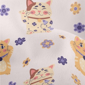 Cute Lucky Cat Lightweight Performance Linen