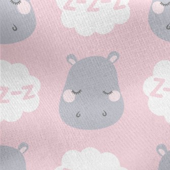 Good Night Sleeping Hippo Jersey Backed Fleece