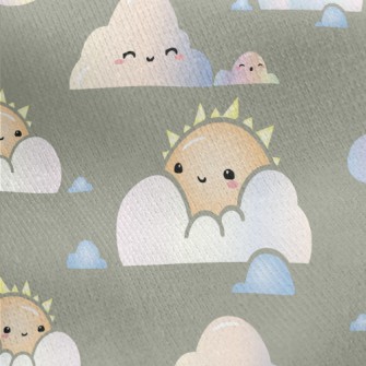 Gradient Sun Cloud Rainbow Jersey Backed Fleece